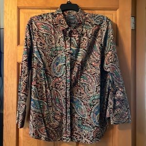 Chaps button-down, long sleeve blouse, in a beautiful paisley pattern